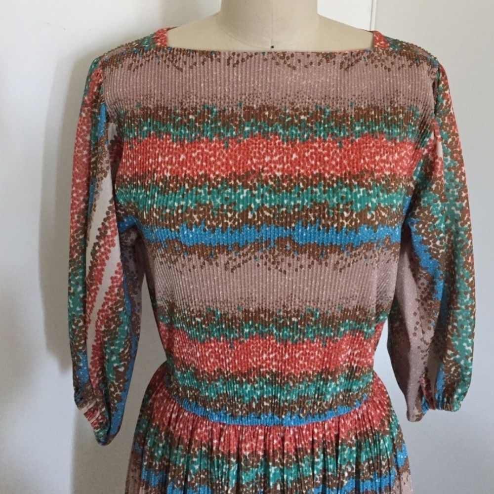 🔥Vintage Multi-Color Midi Dress - Picture 4 of 8